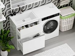 Misty Тумба с раковиной под стиральную машину Ингрид 130 L белая – фотография-6